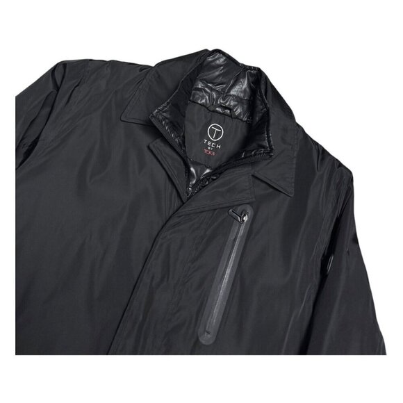 TUMI TECH Insulated Business Casual Designer Lined Long Black Jacket Mens Small - Picture 4 of 8